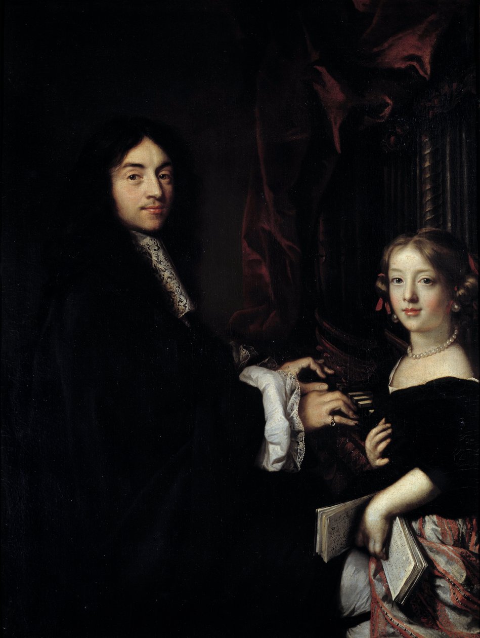 Portrait of the organist Charles Couperin with the daughter of the painter by Claude Lefebvre