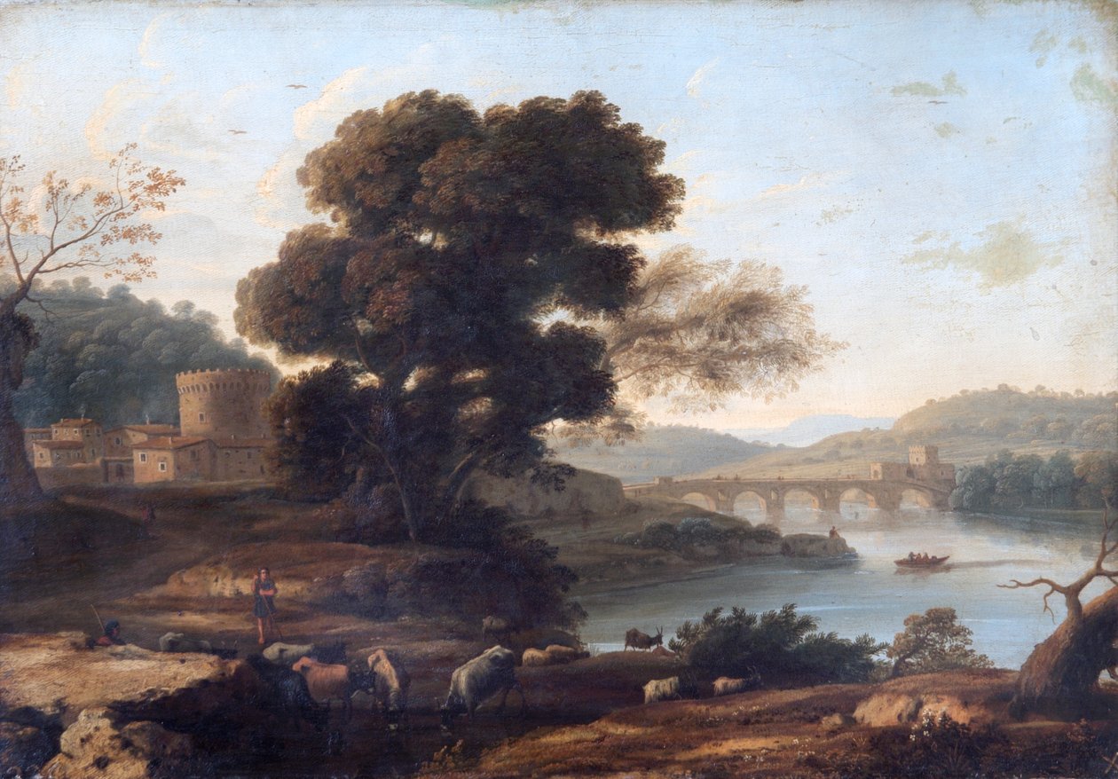 Pastoral Landscape with the Ponte Molle, Rome by Claude Lorrain (1600 82)