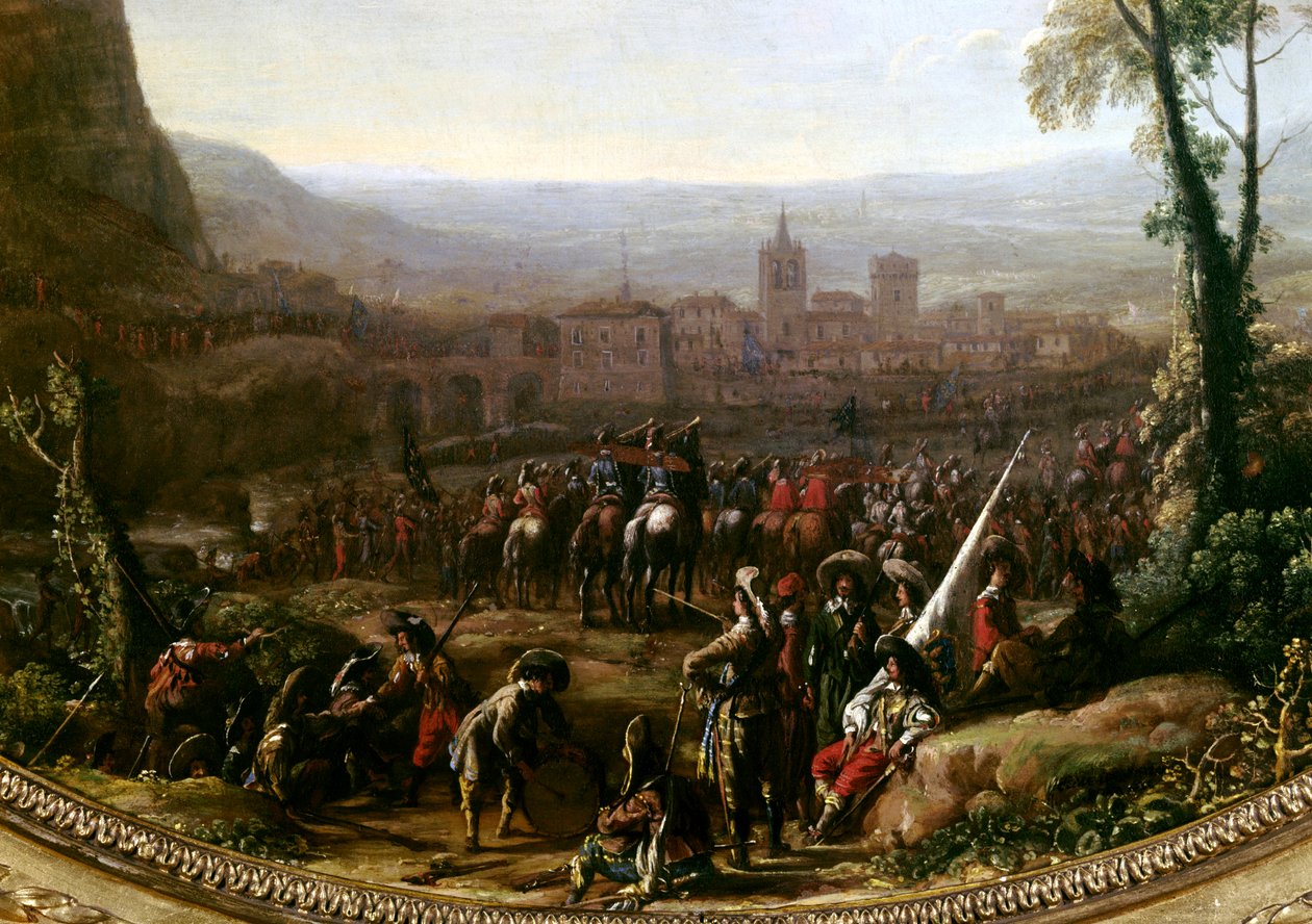 Louis XIII forced the Pas de Susa near Turin, defended by the forces of the Duke of Savoy in 1629 (detail) by Claude Lorrain