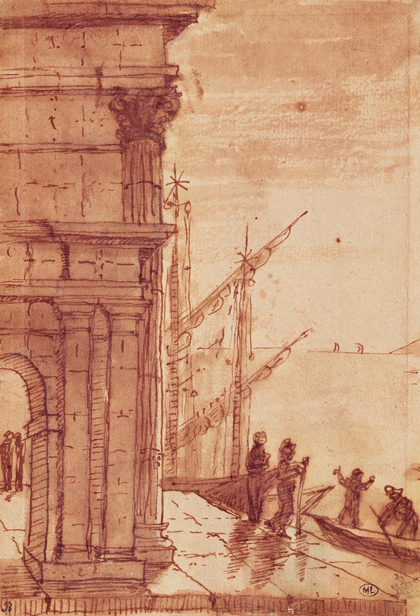 Landing Stage at Sunrise by Claude Lorrain