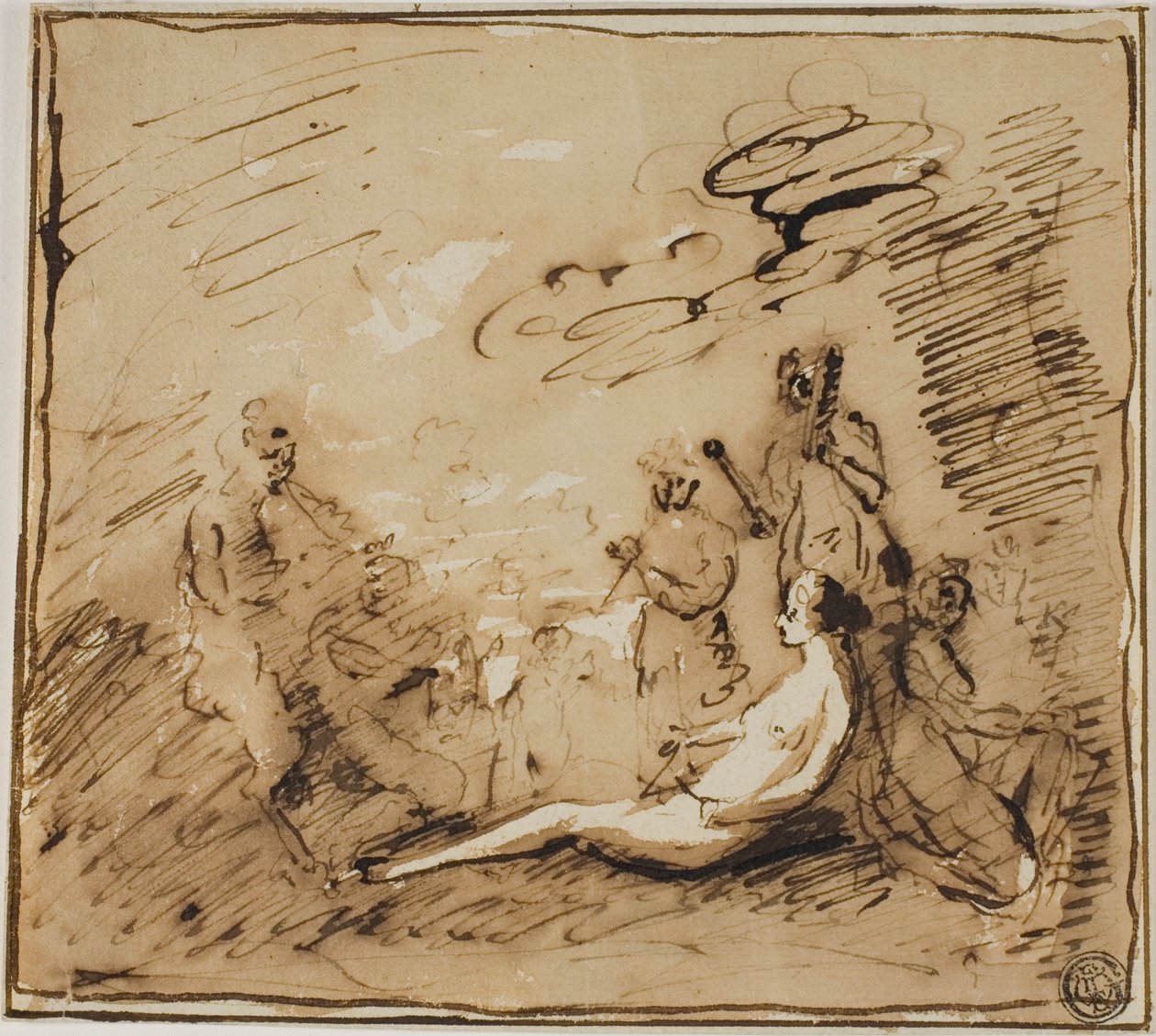 Nymphs and Satyrs Playing Musical Instruments by Claude Lorrain