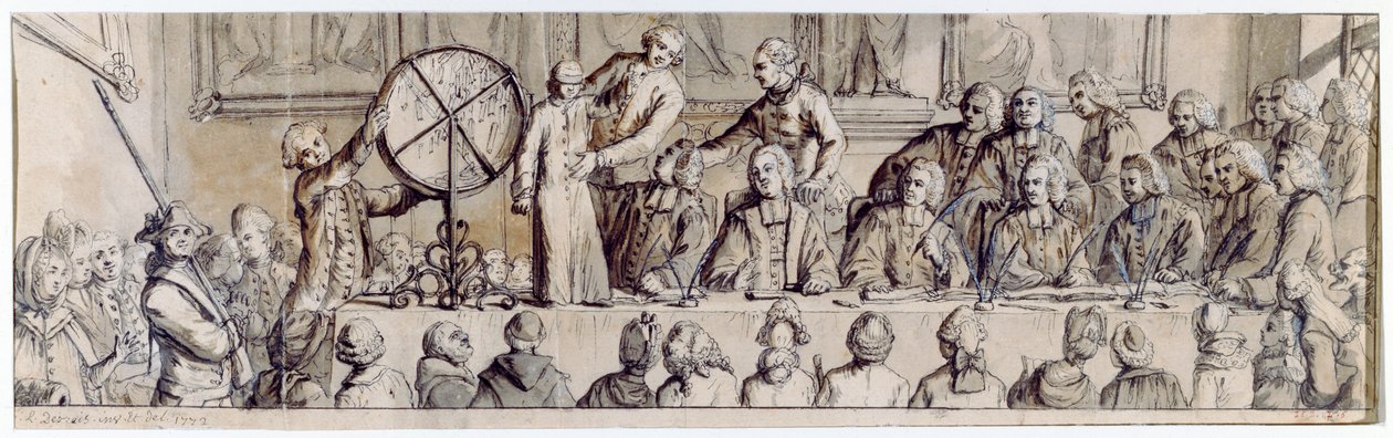 Drawing the Lottery at the Hotel de Ville, 1772 by Claude Louis Desrais