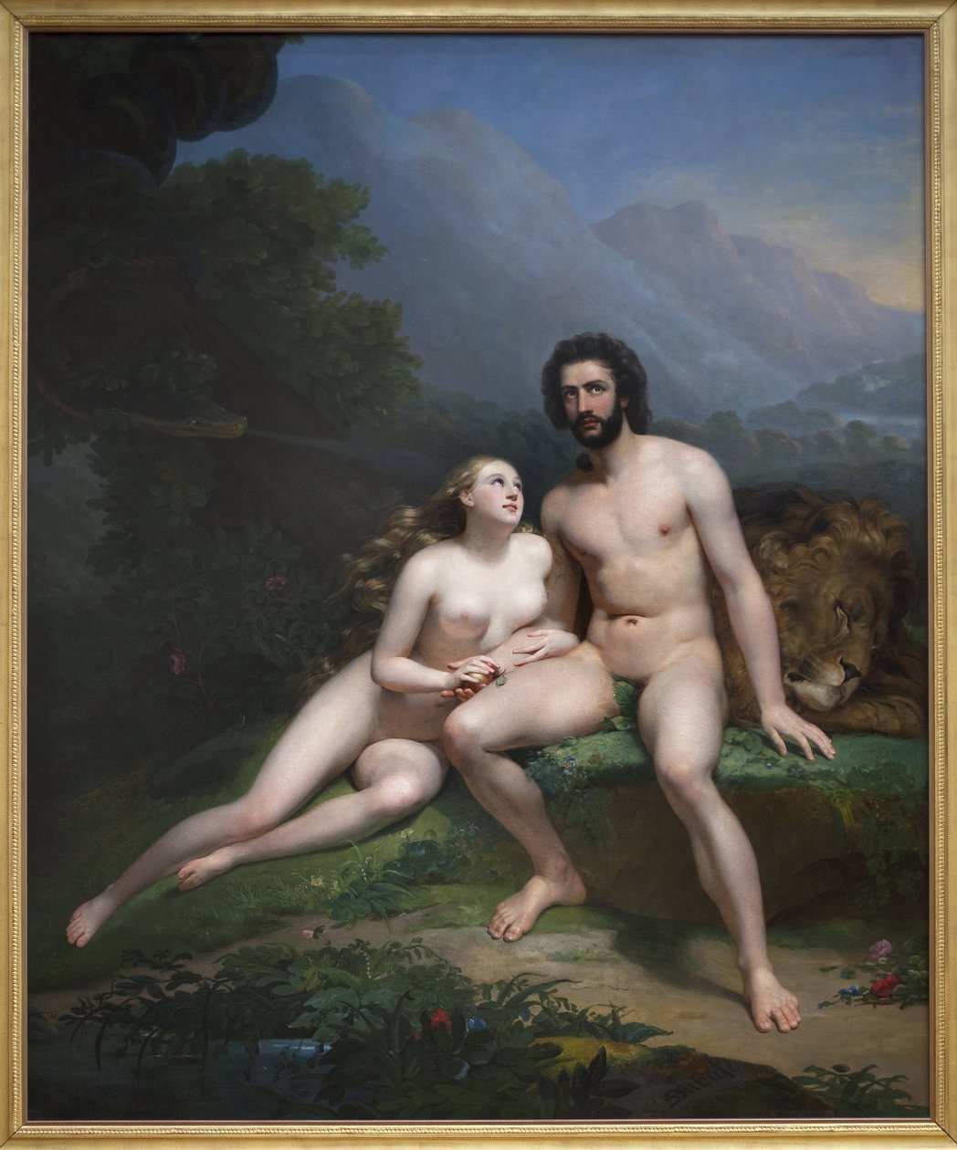 Adam and Eve. Painting by Claude Marie Dubufe (1790-1864) by Claude Marie Dubufe