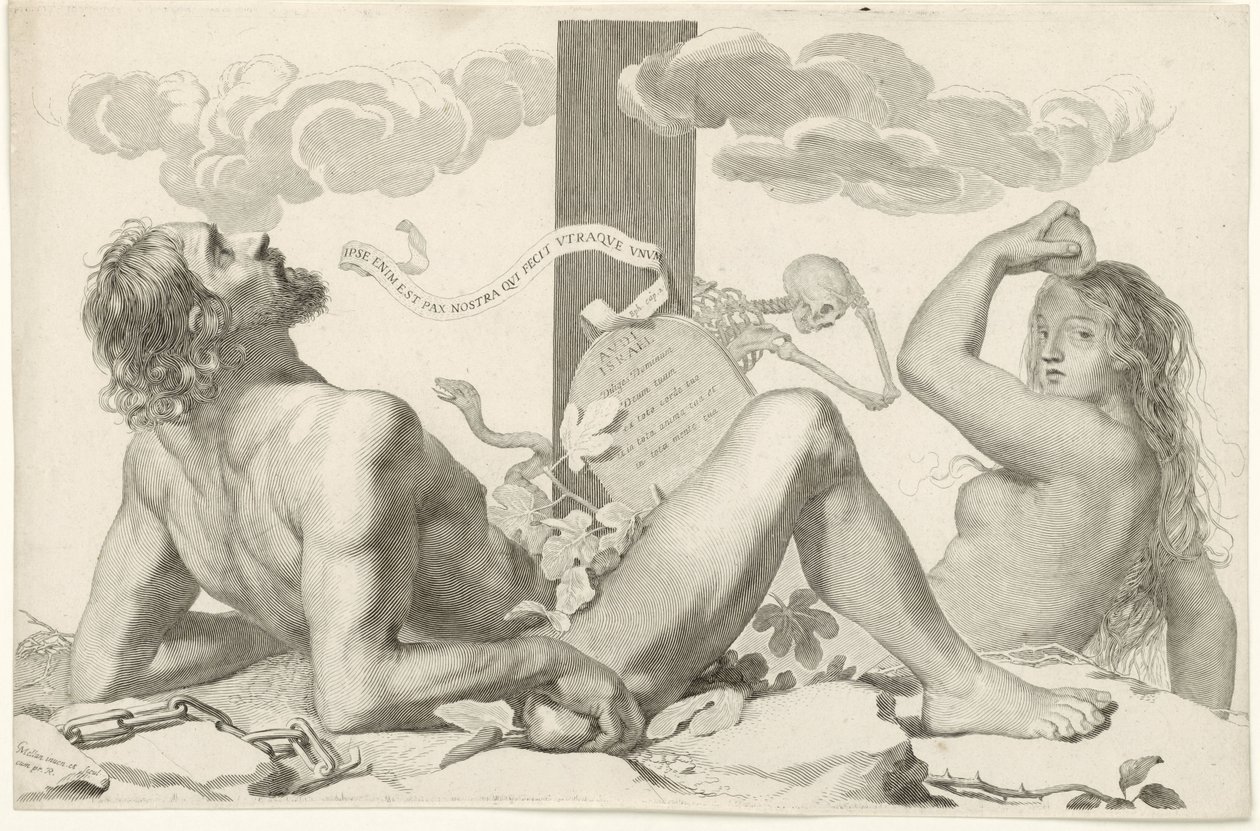 Adam and Eve at the Foot of the Cross by Claude Mellan
