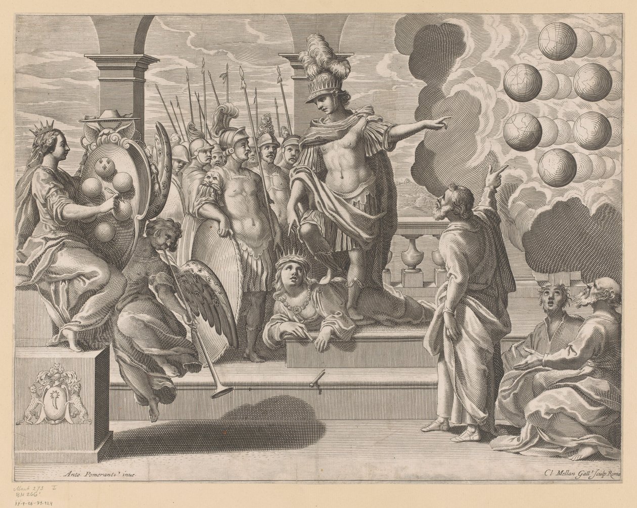 Allegory with Soldiers and the Medici Coat of Arms by Claude Mellan
