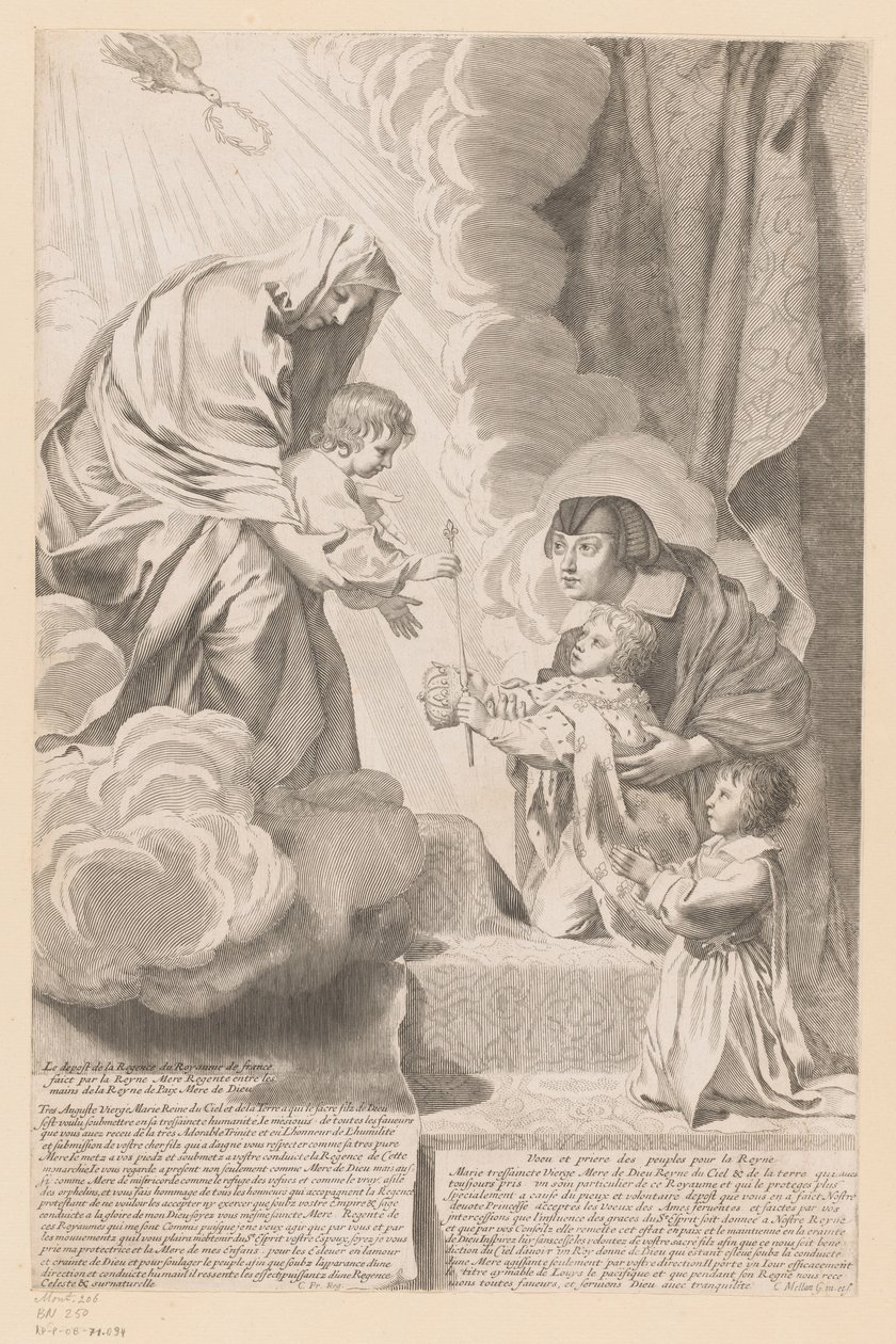 Anne of Austria Hands Over the Regency of the Kingdom of France to the Christ Child by Claude Mellan