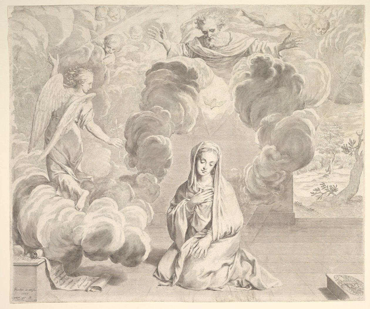 Annunciation by Claude Mellan