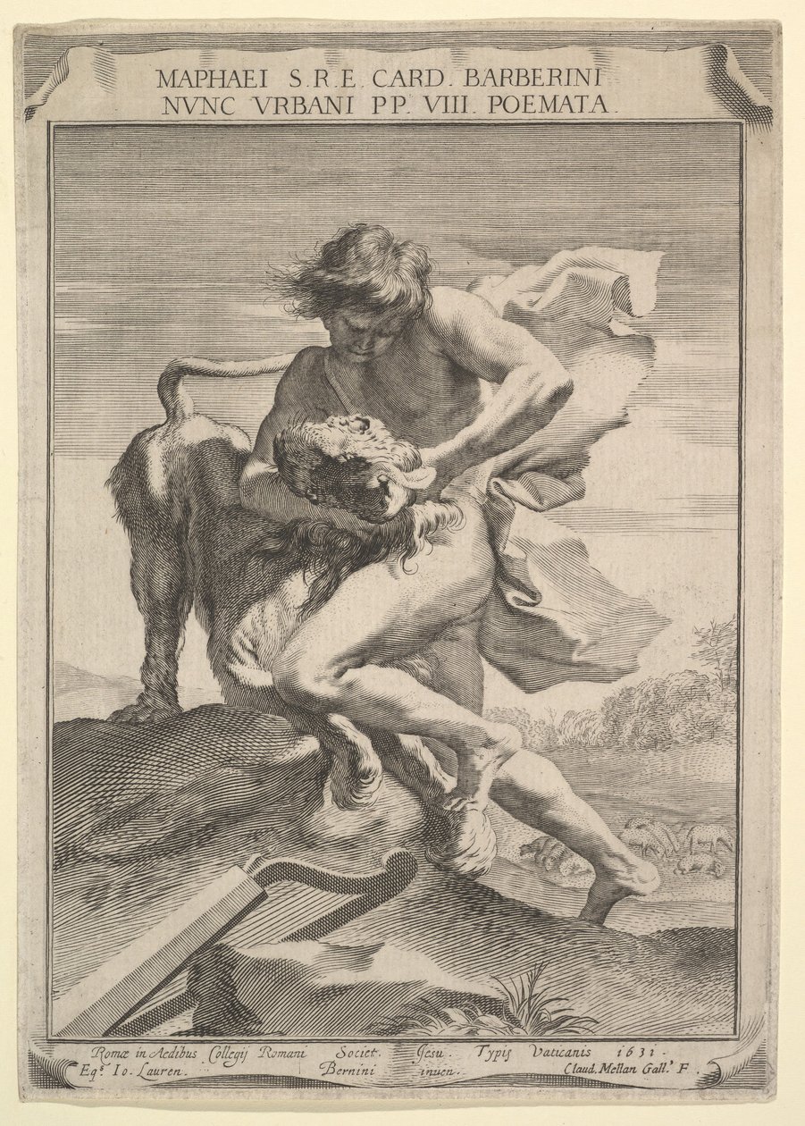 David Strangling the Lion, 1631 by Claude Mellan