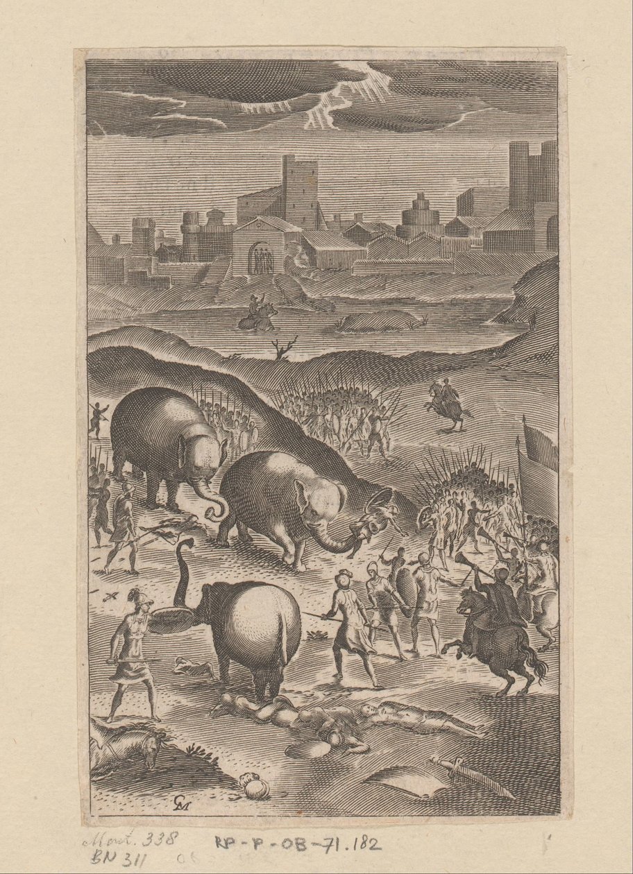 Elephants End the Battle Between the Troops of Radirobanes and Polyrarque by Claude Mellan