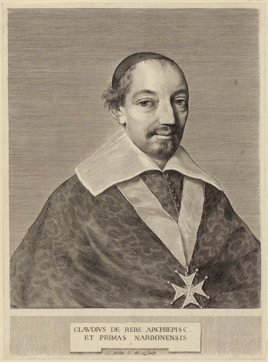 Portrait of Claude de Rebé, Archbishop of Narbonne by Claude Mellan