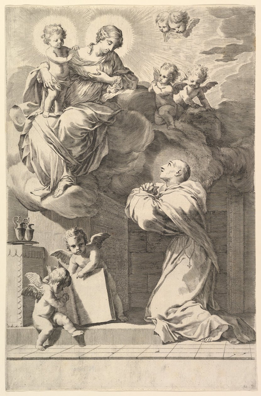 Saint Bernard Kneeling before the Virgin and Child by Claude Mellan