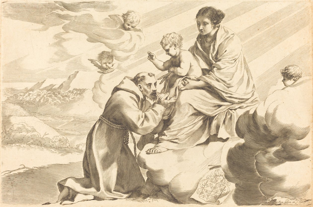 Saint Francis Adoring the Christ Child by Claude Mellan