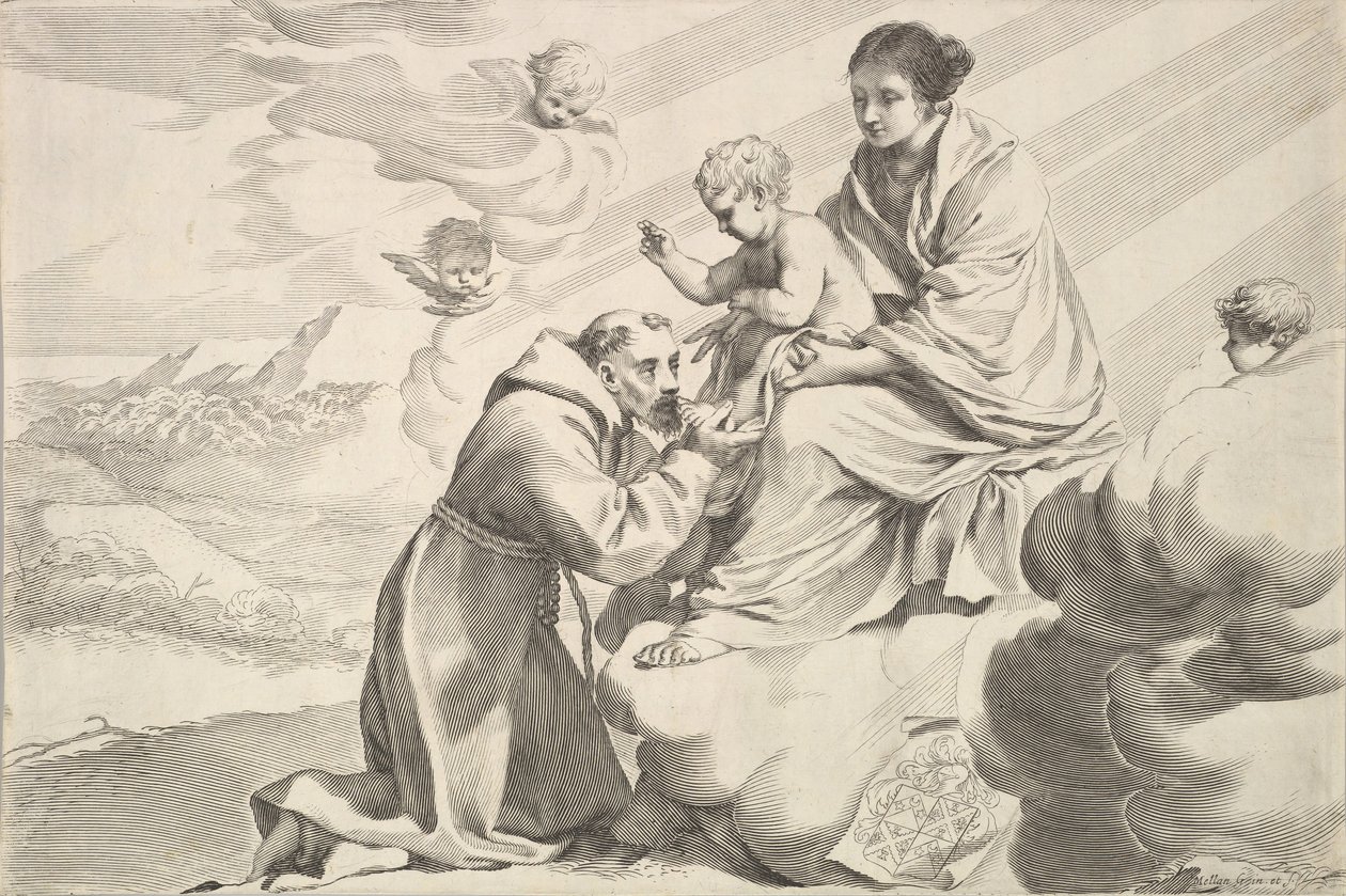 St Francis of Assisi Adoring the Christ Child on the Virgin