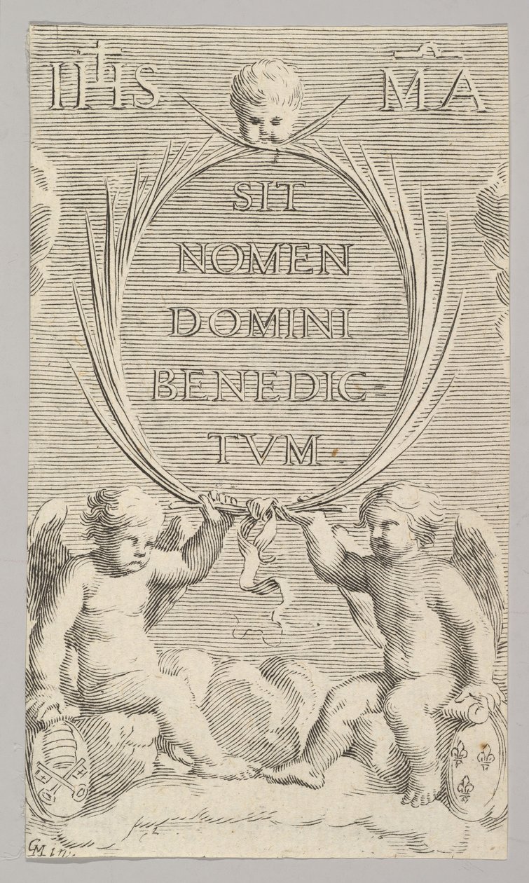 Two Angels Seated on Clouds by Claude Mellan