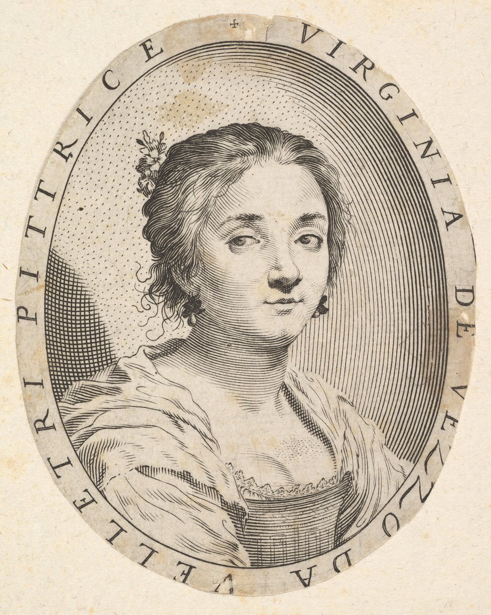 Virginia da Vezzo, Wife of Simon Vouet by Claude Mellan