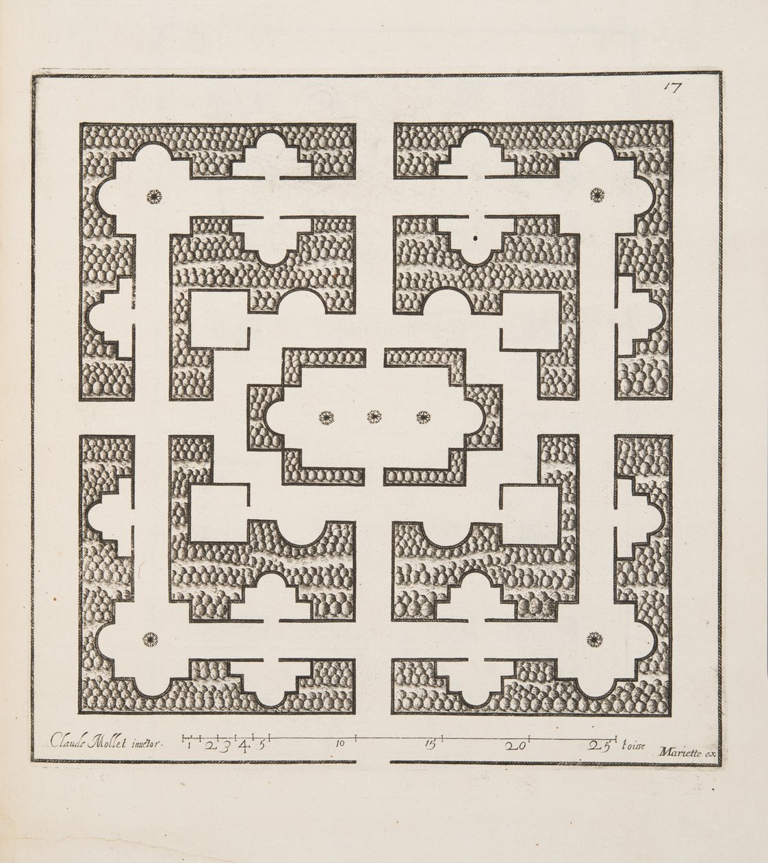 Design for Parterre, from Theatre des Plans et Jardinages, pub.1652 by Claude Mollet