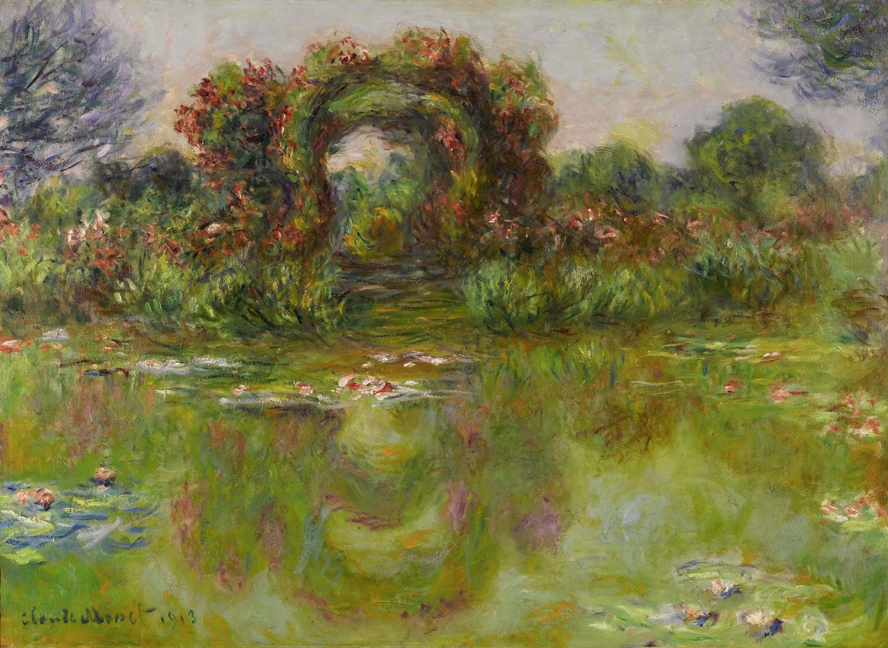 Water Lily Pond, the Roses by Claude Monet