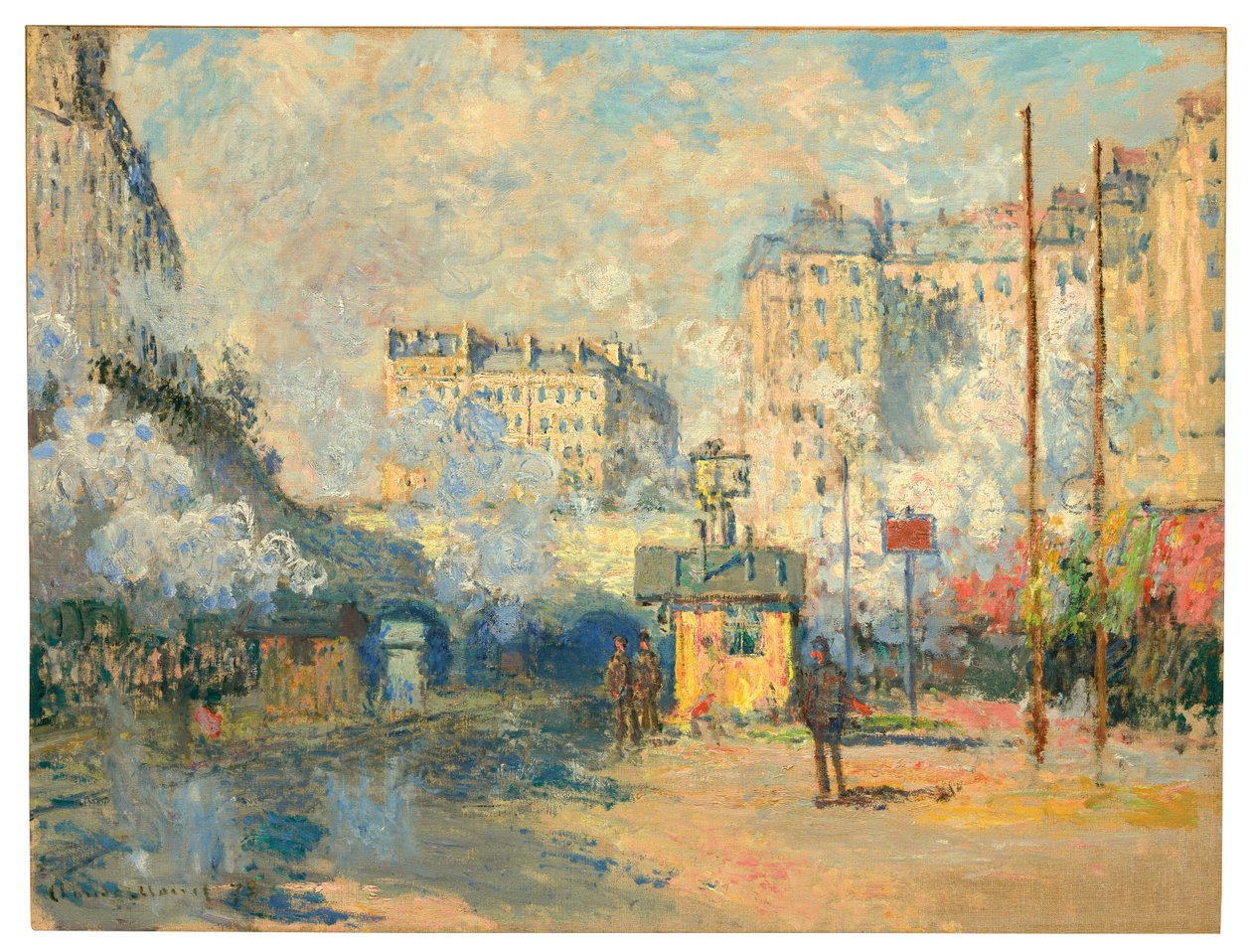 Exterior of Saint-Lazare station, sunlight effect by Claude Monet