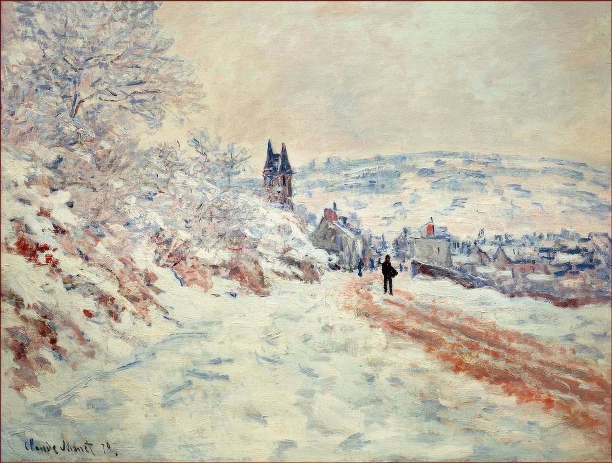 The Road to Vetheuil, Snow Effect by Claude Monet