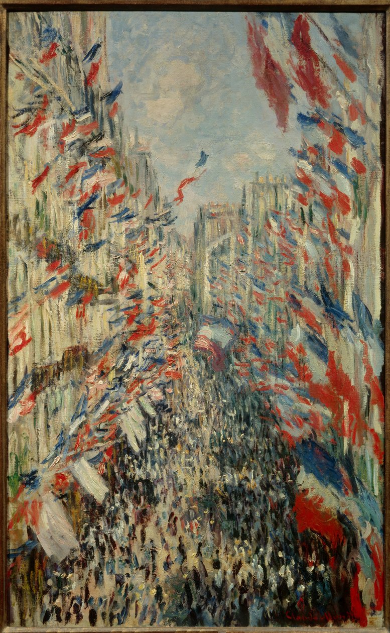 La rue Montorgueil in Paris, fete du 30 juin 1878 - Painting by Claude Monet (1840-1926) by Claude Monet