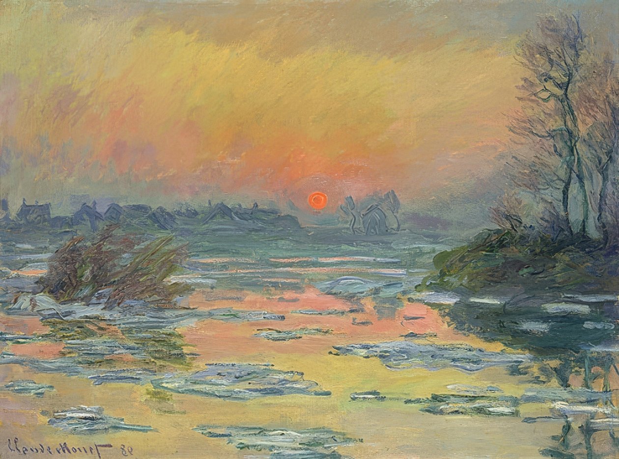 Sunset over the Seine. 1880 by Claude Monet