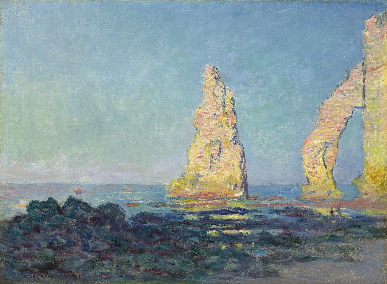 The Needle of Etretat, Low Tide by Claude Monet