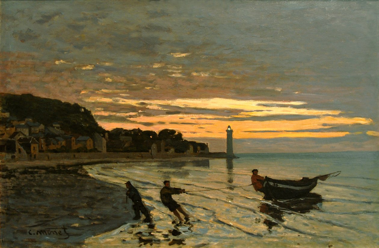 Towing a Boat, Honfleur by Claude Monet