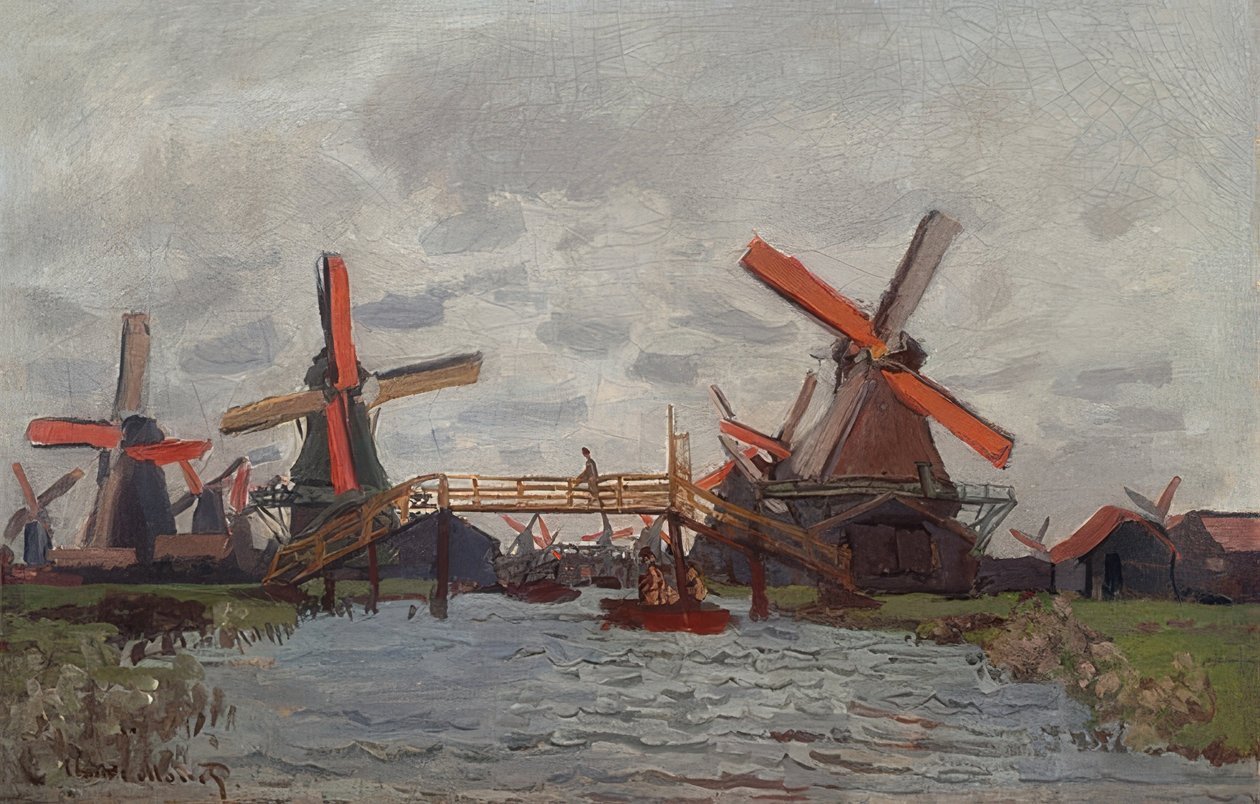 Windmills in Westzijderveld near Zaandam. 1871 by Claude Monet