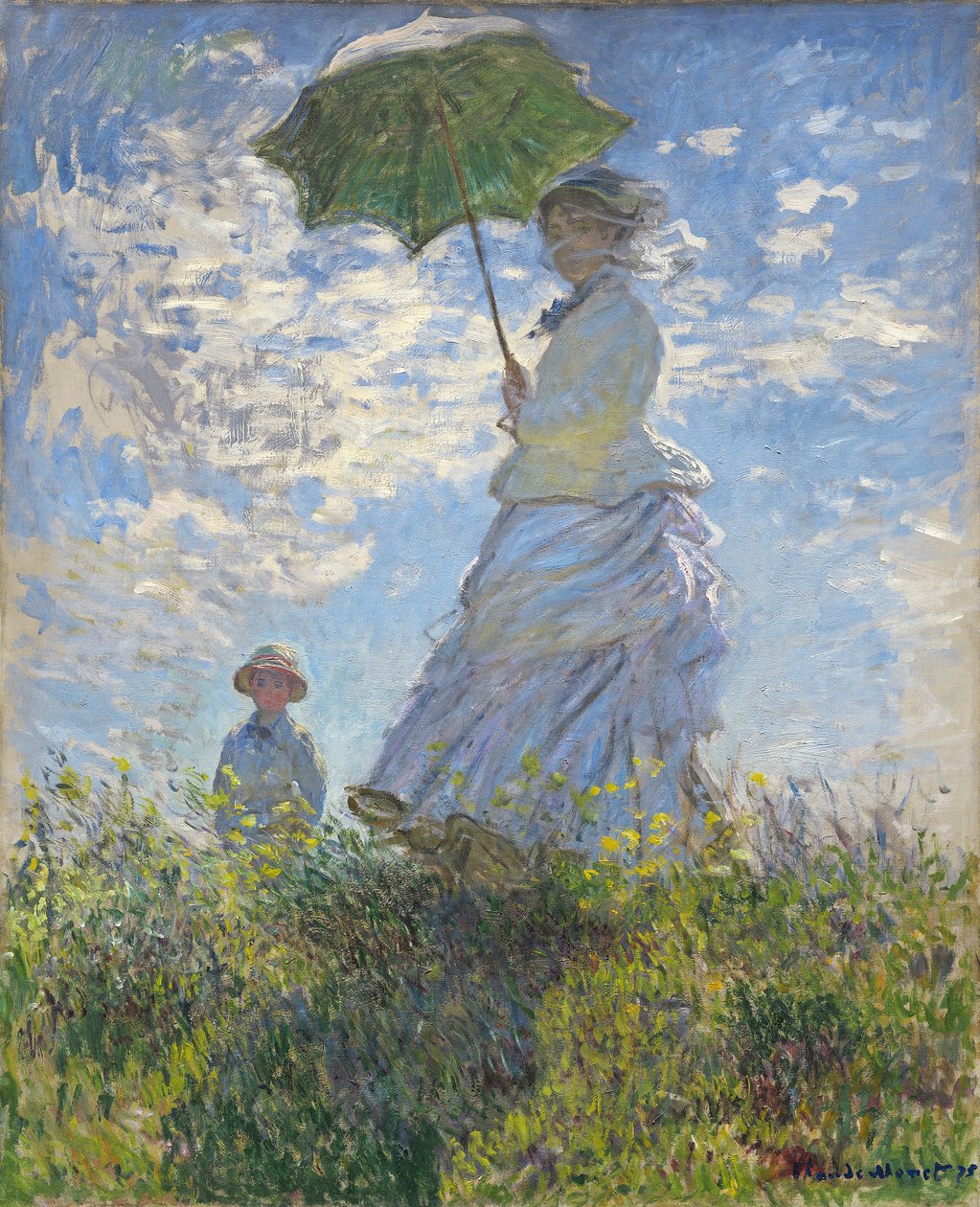 Woman with a Parasol - Madame Monet and Her Son by Claude Monet