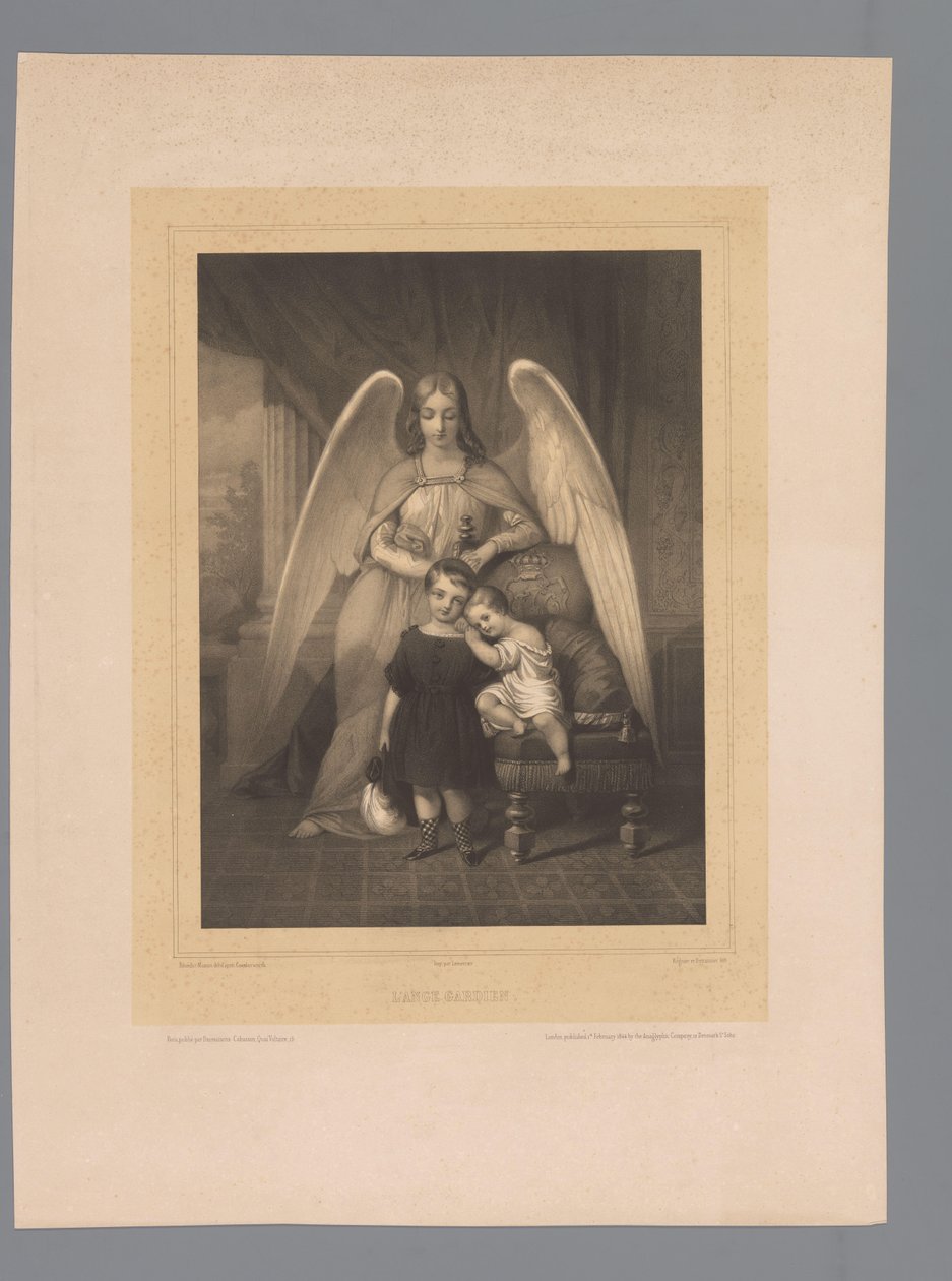 Guardian Angel Standing Behind Two Young Children by Claude Régnier