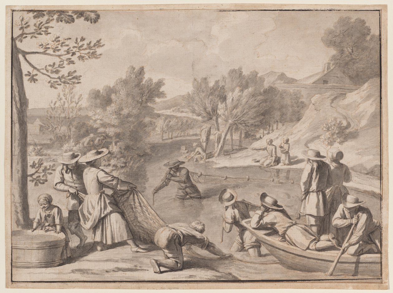 August: Fishing, c.1700 by Claude Simpol