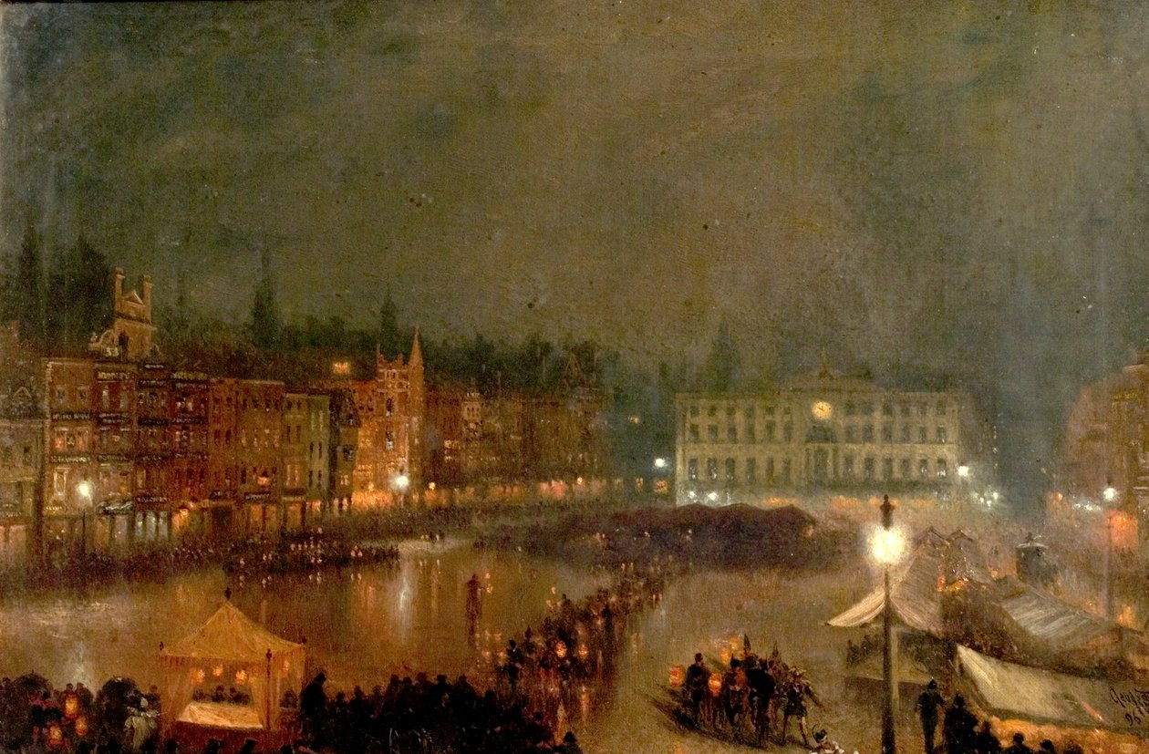 Torchlight Tattoo of Robin Hood Rifles, Nottingham Market Place by Claude T. Stanfield Moore