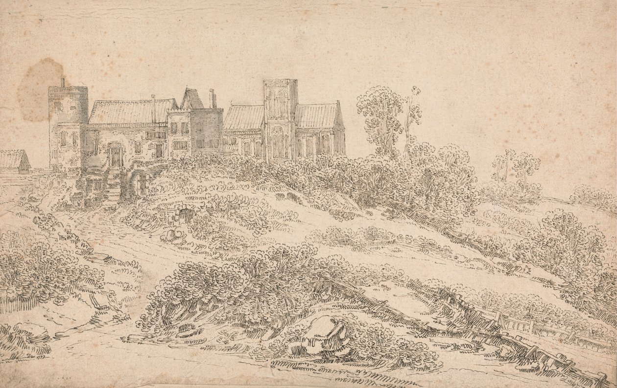 A Tudor Manor House and Church by Claude de Jongh