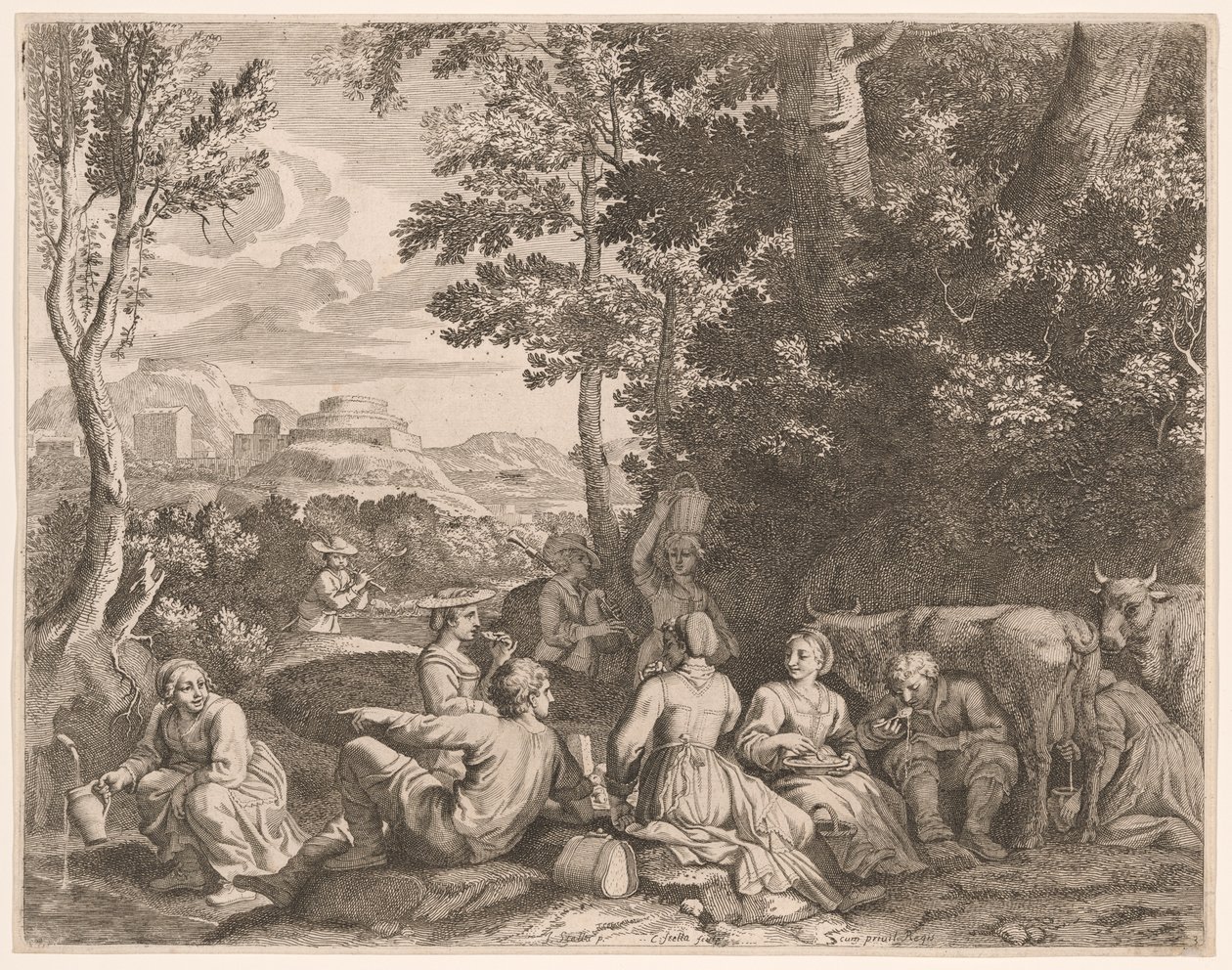 Country Meal, Plate 3 from Pastorales by Claudine Bouzonnet Stella