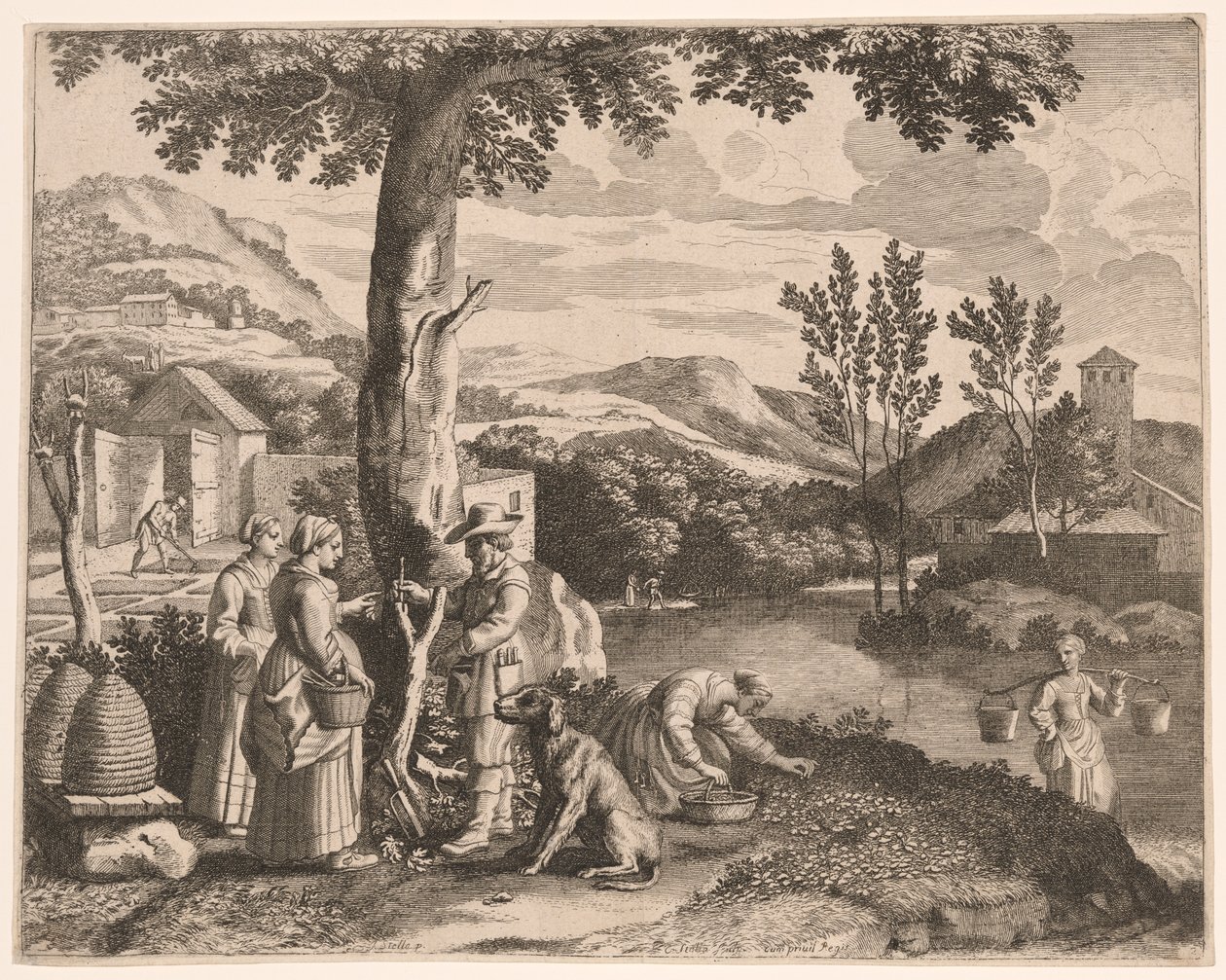 The Apiary, Garden Cultivation and Tree Grafting, Plate 2 from Pastorales by Claudine Bouzonnet Stella