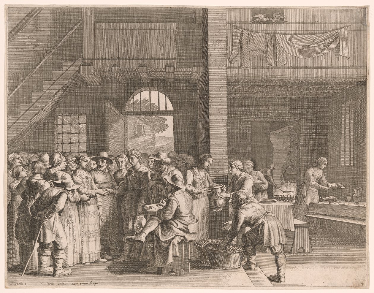 The Engagement, Plate 14 from Pastorales by Claudine Bouzonnet Stella