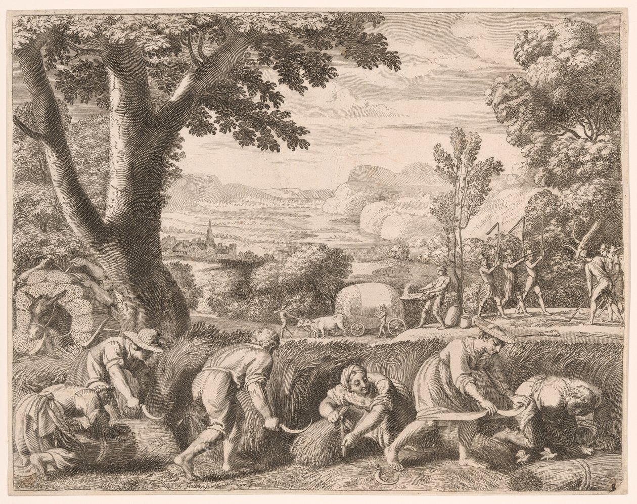 The Harvest, Plate 8 from Pastorales by Claudine Bouzonnet Stella