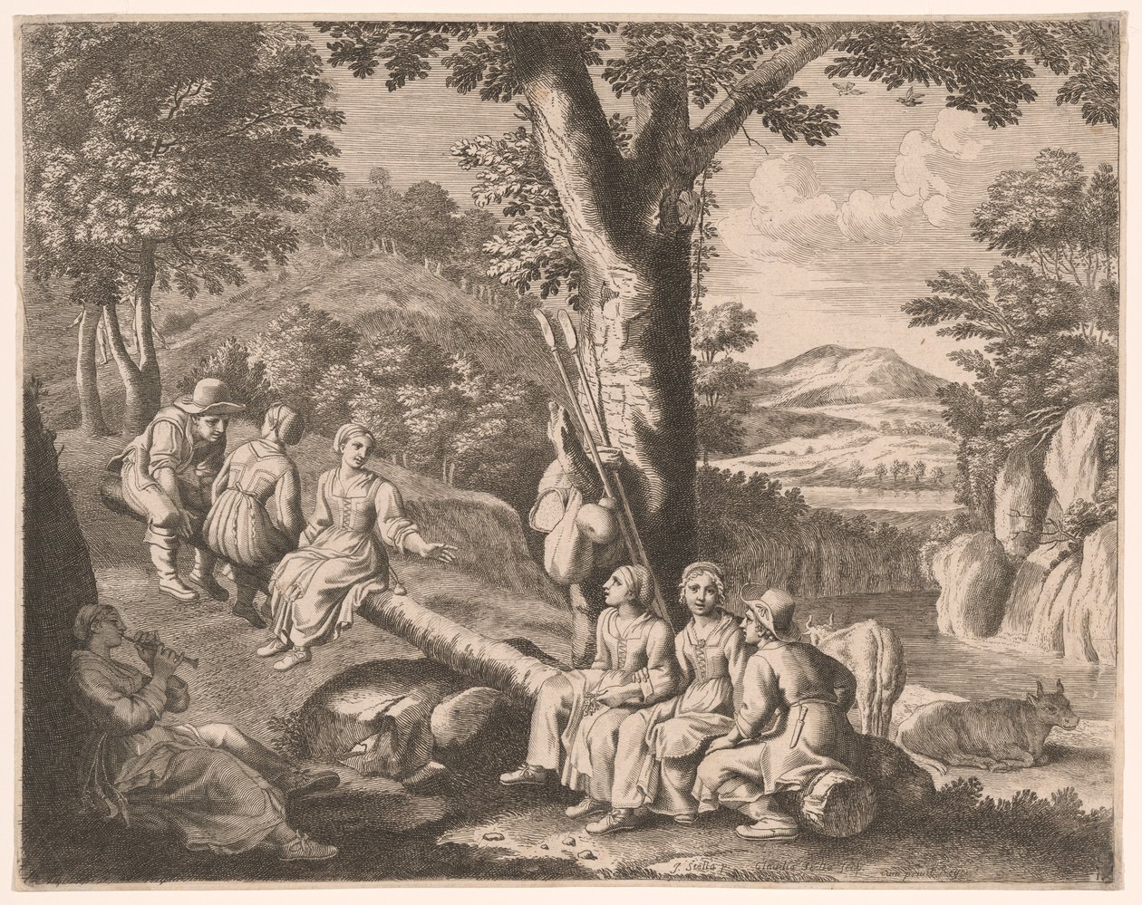 The Swing, Plate 11 from Pastorales by Claudine Bouzonnet Stella