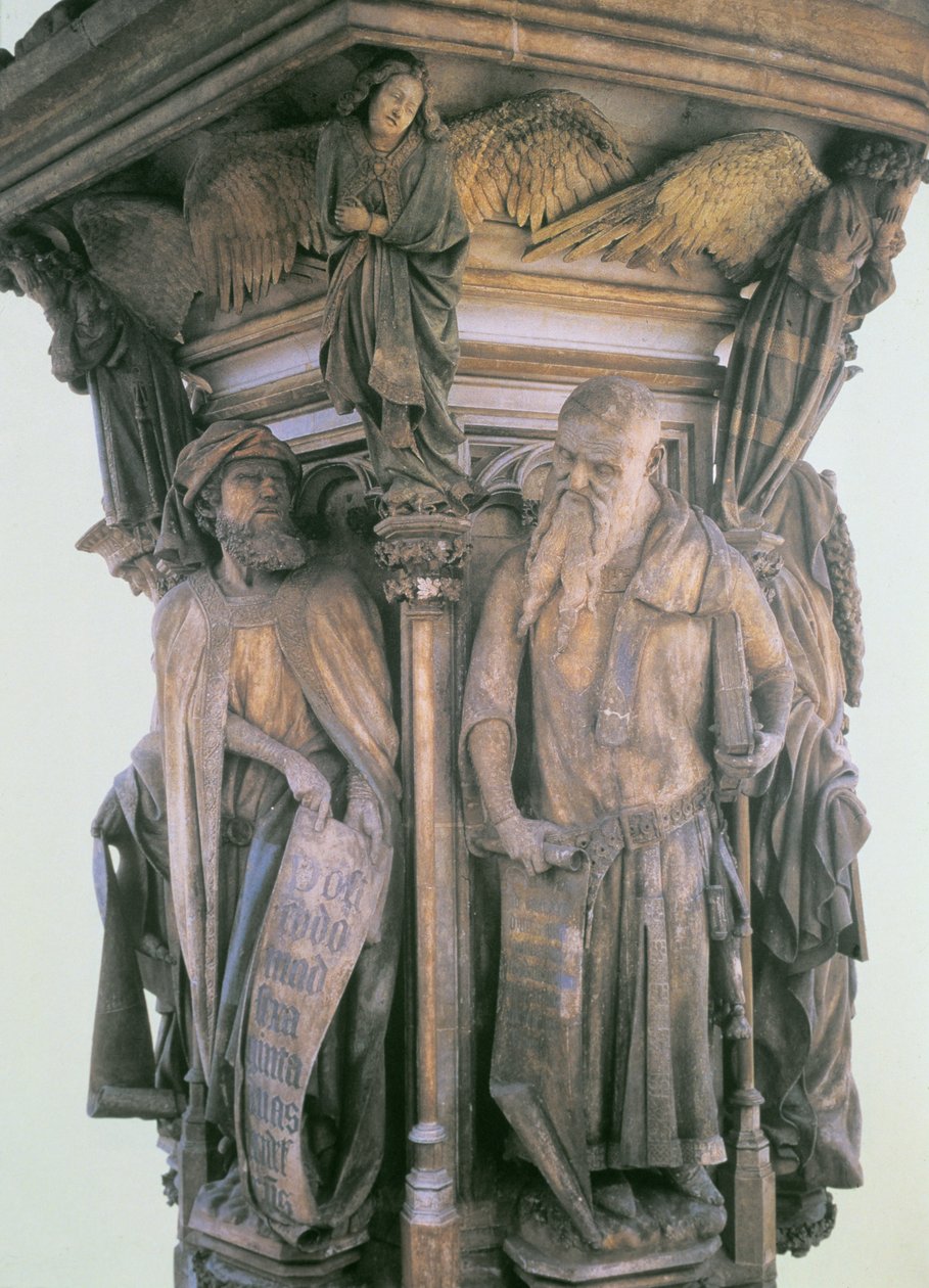 Daniel and Isaiah in Dispute, from the hexagonal pedestal of the Well of Moses by Claus and Malouel, Jean Sluter