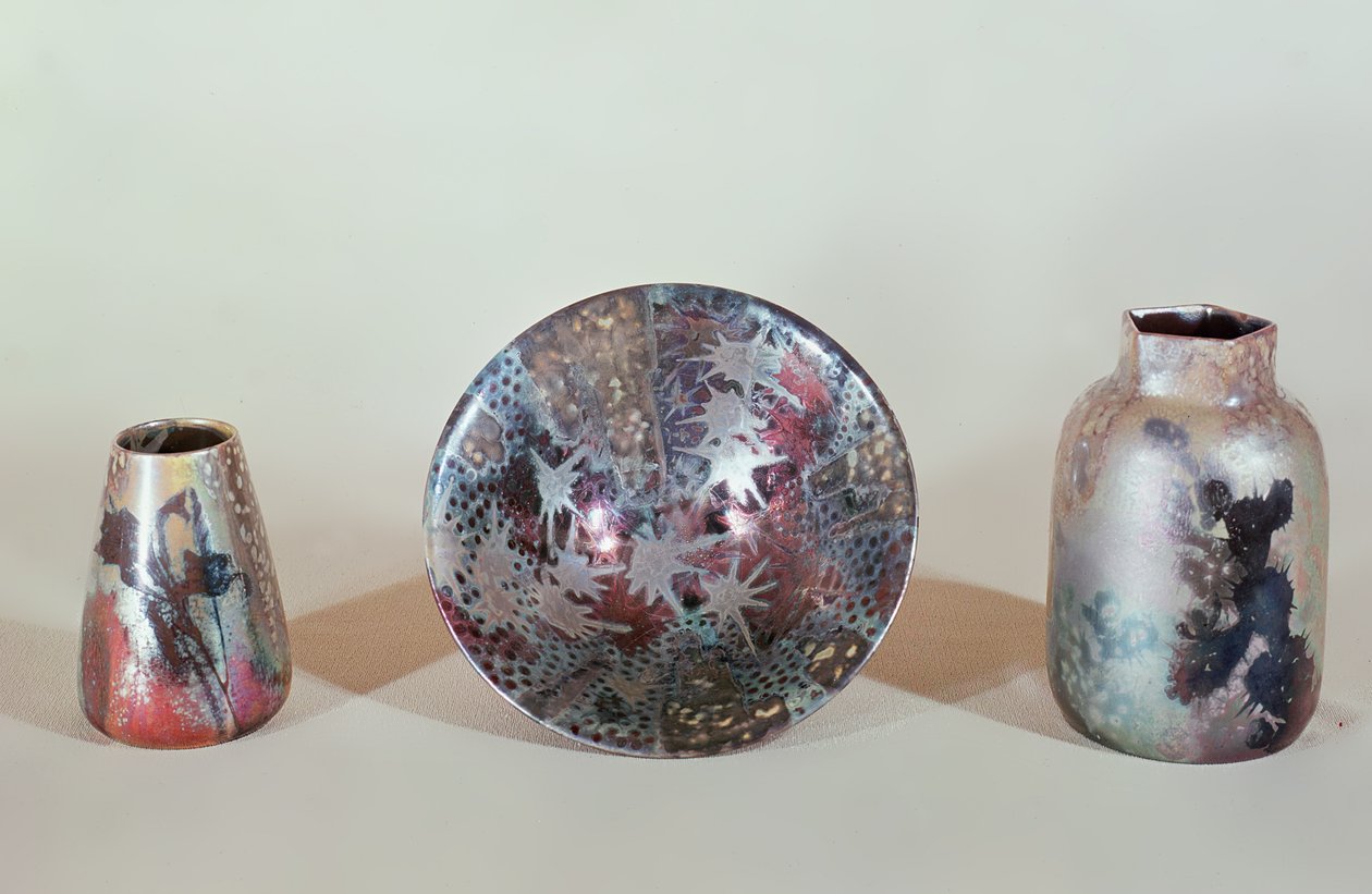 Bowl and vases, c.1890 by Clement Massier