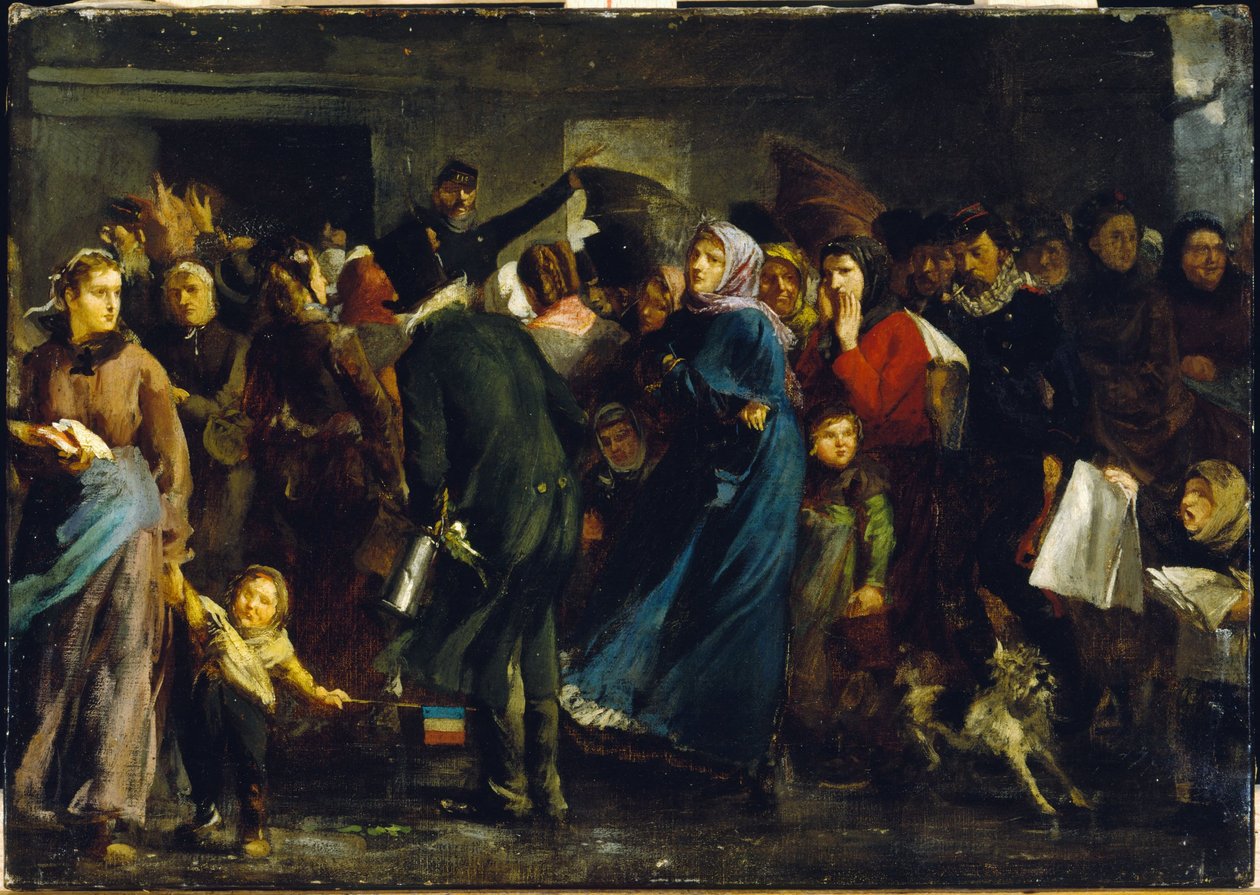 The Queue at the Butcher Shop in 1871 by Clément Auguste Andrieux