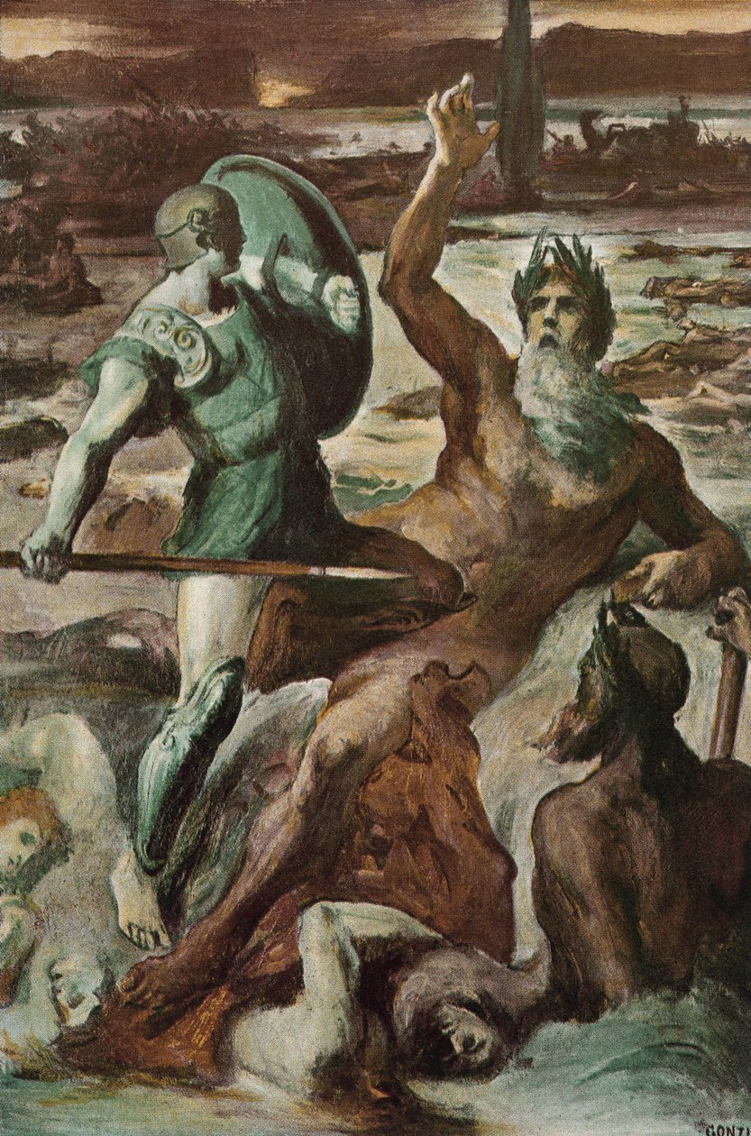 The Struggle of Achilles and the Scamander River. Illustration by ...