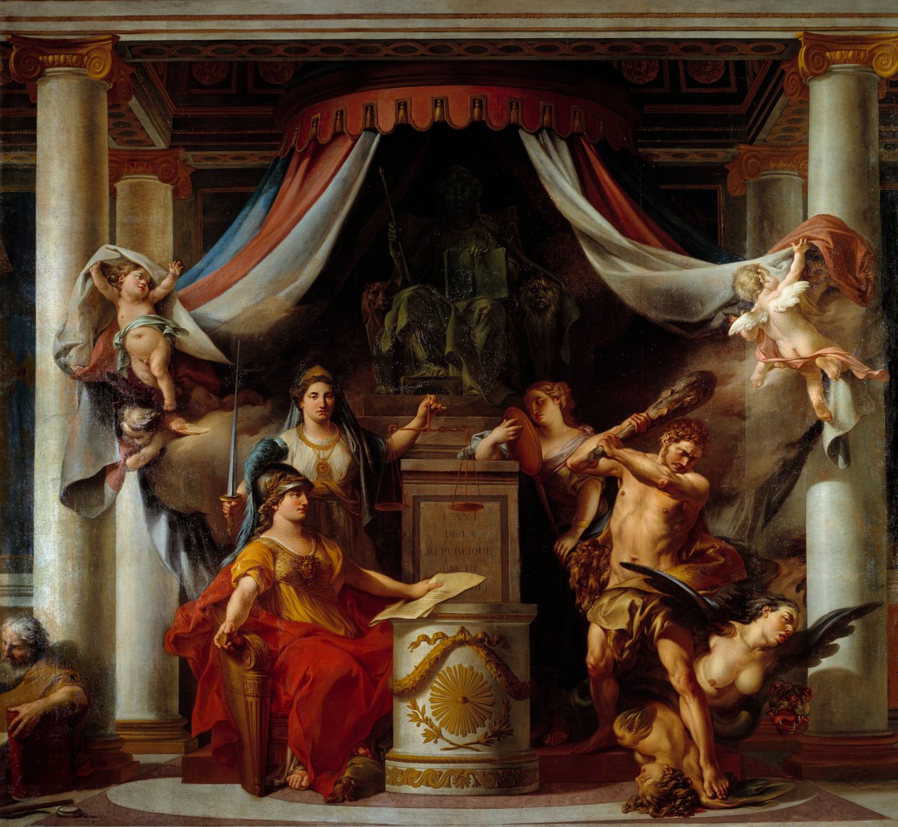Allegory of the Revolution: Minerve Hands Hercules the Decret That Abolishes the Vices of the Ancien Regime by Clement Louis Marie Anne Belle