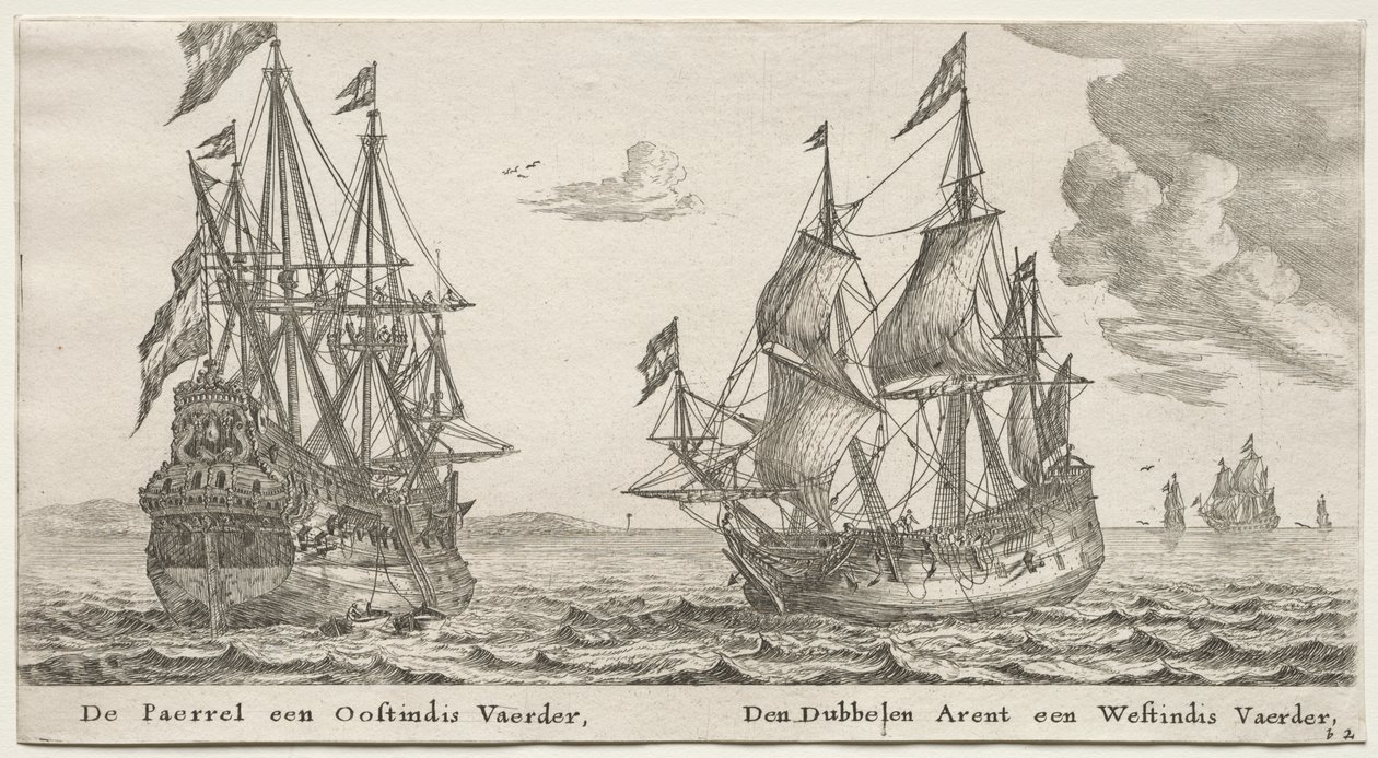 Various Ships and Views of Amsterdam, Part II: The Pearl and East Indiaman, The Double Eagle, a West Indiaman by Clement de Jonghe
