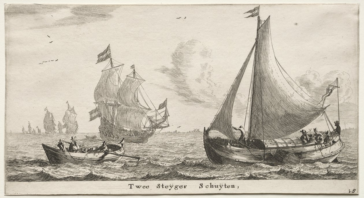 Various Ships and Views of Amsterdam, Part II: Two Pier Boats by Clement de Jonghe