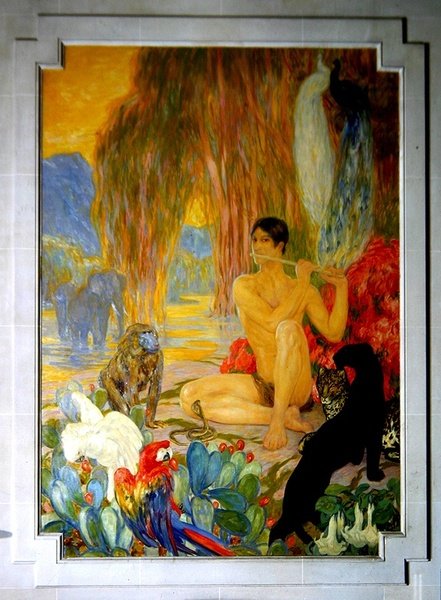 Zoology, decorative painting in the 