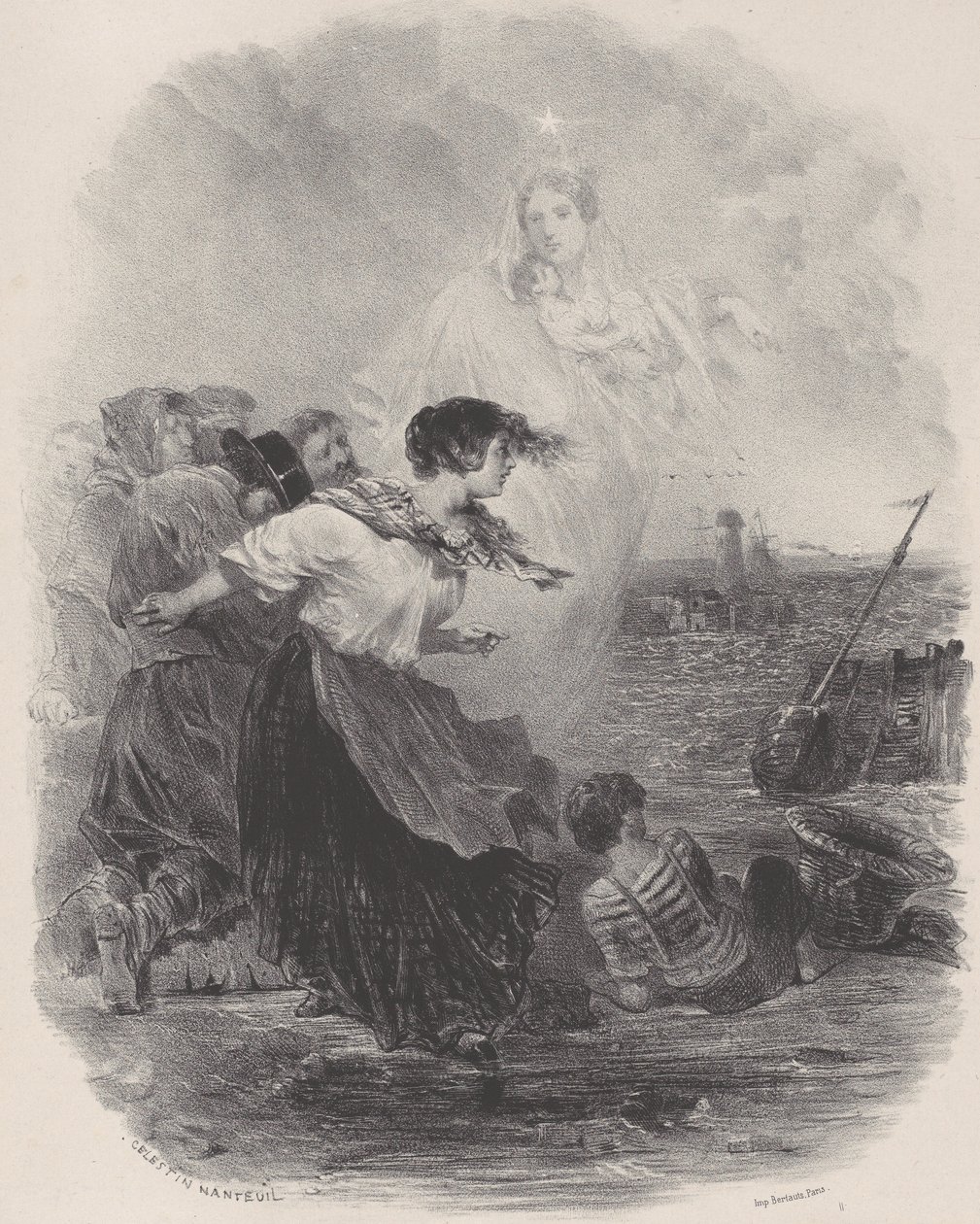 Woman by the Sea with the Madonna, Pointing to a Ship, ca. 1848-62 by Célestin Nanteuil