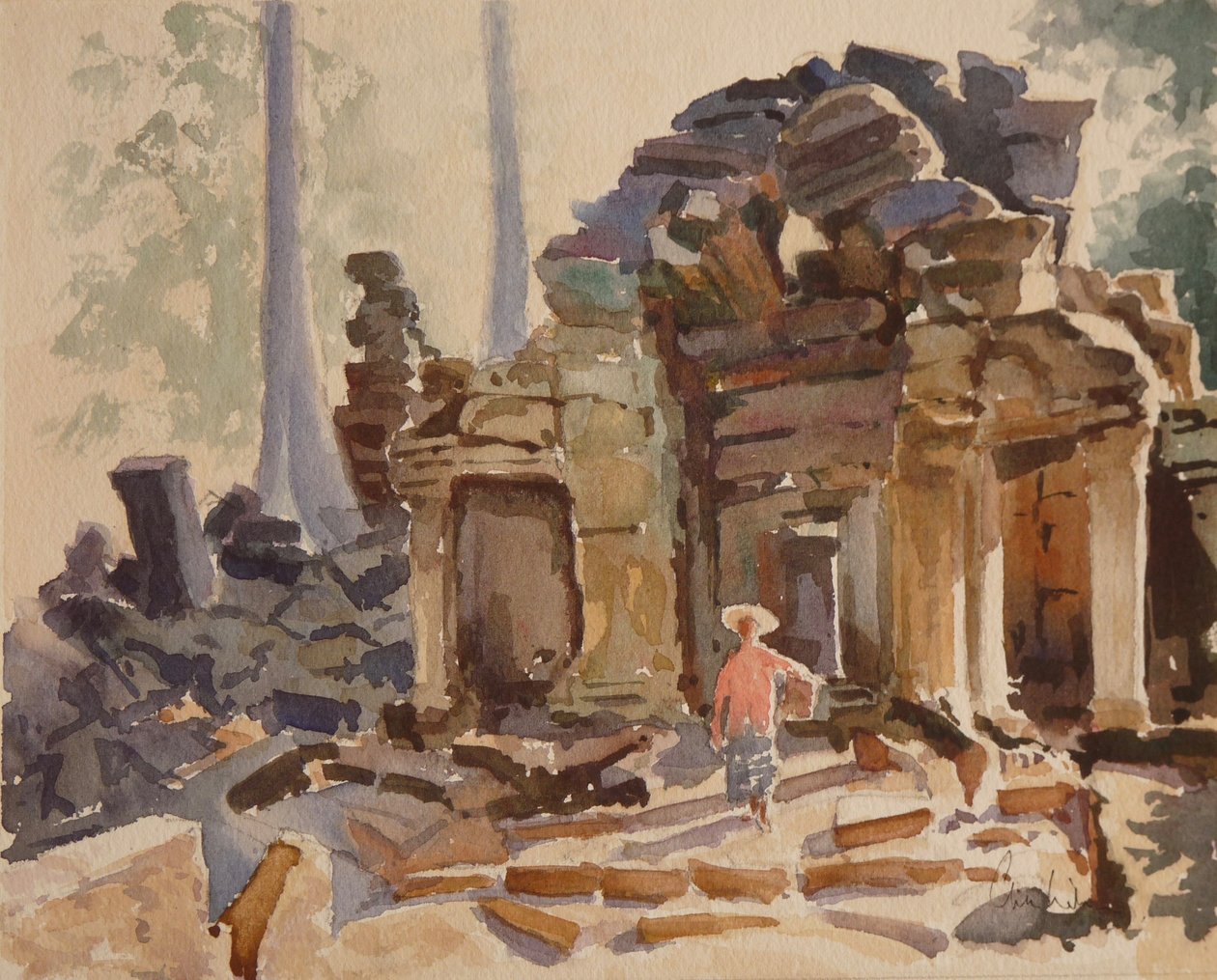 Entrance to Ta Promh - Early Morning, 2000 by Clive Wilson