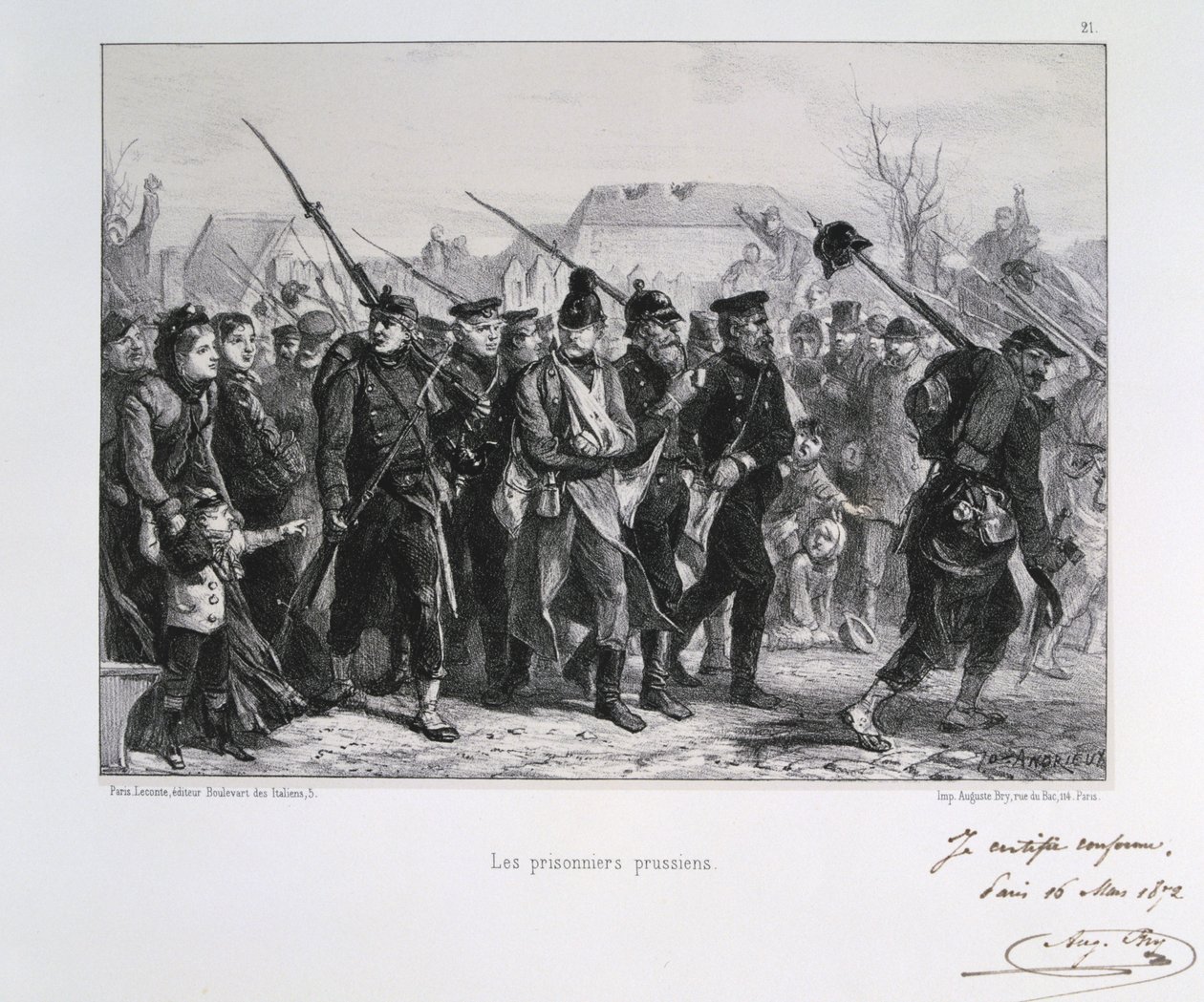 Franco-Prussian War 1870-1871: Prussian prisoners-of-war. From a series of lithographs by Clement August Andrieux by Clément Auguste Andrieux