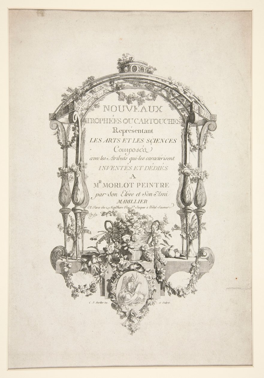 Title Page from New Trophies or Cartouches Representing the Arts and Sciences by Clément Pierre Marillier